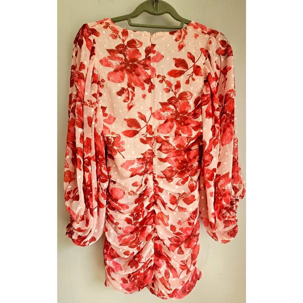 Hello Molly Mini Dress Like Bee To Honey Pink Red Dress Balloon sleeves US Sz 2 - Picture 4 of 11